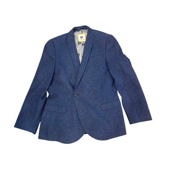 NOOSE & MONKEY Men’s Blazer Size 40R Wool Blend Navy Speckled - Picture 2 of 5